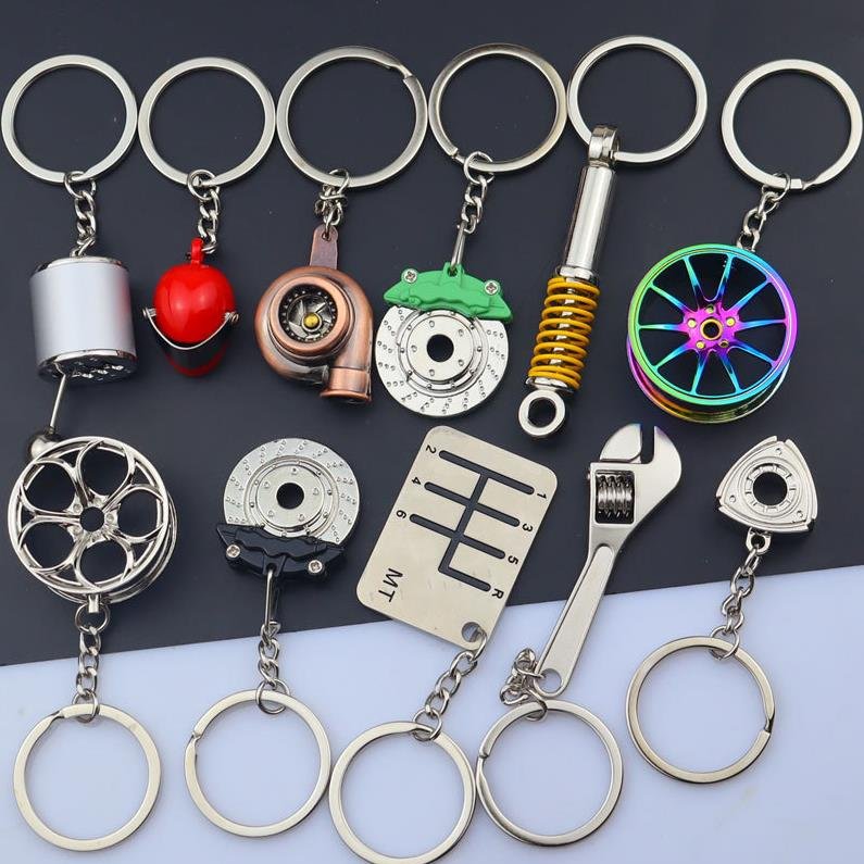 Piston Gift Car Interior Accessories Turbo Gear Hub Pendant Brake Disc Shock Absorber Mental Keychain